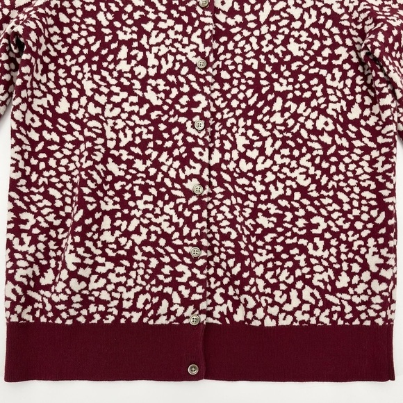 Lands’ End Supima Cotton Leopard Print Buttoned Cardigan Sweater Medium - Picture 5 of 9